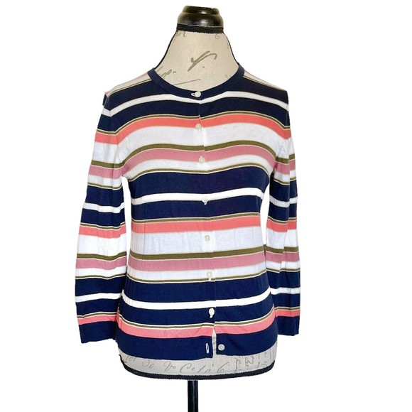 Ann Taylor Womens Cardigan Sweater Size Small Button down Striped Classiccore - Picture 1 of 12